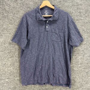 George Polo Shirt Men XL Blue Striped Short Sleeve Button Up Collared Cotton